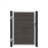 Outlet Plus Danmark Tuindeur composiet Futura antraciet in stalen frame links met zwart/grijze palen (115 x 145 cm)