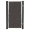 Plus Danmark Tuindeur composiet Futura antraciet in stalen frame rechts met zwart/grijze palen (115 x 180 cm)