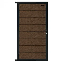 Sale Elephant Tuindeur composiet Modular co-ex natural brown met zwart frame compleet (90 x 180 cm)