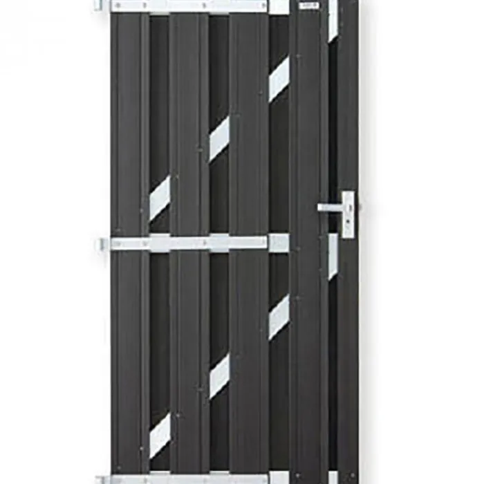 Hot C-Wood Tuindeur composiet Stijl antraciet met blank alu frame incl. hang&sluitwerk (100 x 180 cm)