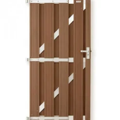 New C-Wood Tuindeur composiet Stijl bruin met blank alu frame incl. hang&sluitwerk (100 x 180 cm)