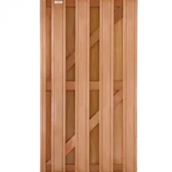 Outlet Elephant Tuindeur hardhout kempas Timber recht rvs (90 x 180 cm) v-groef schermdikte 4,1 cm