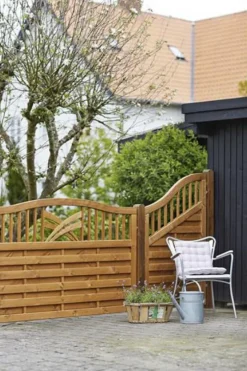 Best Plus Danmark Tuindeur met doorkijk - Rondo toog groen geimpregneerd (100 x 142/145 cm)