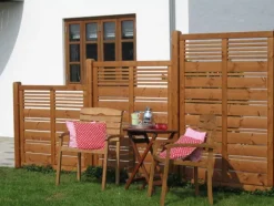 Sale Plus Danmark Tuindeur vuren - Silence louvre recht teak geverfd (100 x 170 cm)