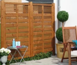 Sale Plus Danmark Tuindeur vuren - Silence louvre recht teak geverfd (100 x 170 cm)