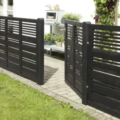 Outlet Plus Danmark Tuindeur vuren - Silence louvre recht zwart (100 x 110 cm)