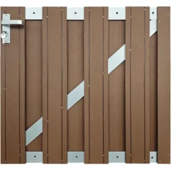 Discount C-Wood Tuinhek poort composiet Stijl bruin met alu frame incl. hang- en sluitwerk (100 x 93,5 cm)