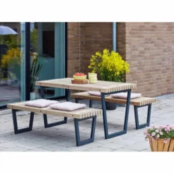 Sale Plus Danmark Tuintafel Siesta - Dennenhout grijs gebeitst - 138 cm breed