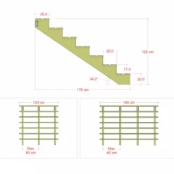 Outlet Plus Danmark Tuintrap hout - 7 treden - inclusief treden - 175 x 119 x 120 cm