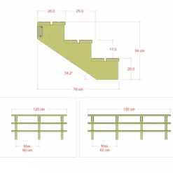 Discount Plus Danmark Tuintrap hout - 3 treden - inclusief treden - 76 x 54 x 120 cm