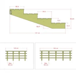 Outlet Plus Danmark Tuintrap hout lui - 4 treden - inclusief treden - 157 x 55 x 120 cm