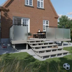 Outlet Plus Danmark Tuintrap hout lui - 5 treden - inclusief treden - 196 x 68 x 180 cm