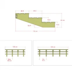 Best Plus Danmark Tuintrap hout lui - 3 treden - inclusief treden - 118 x 42 x 120 cm