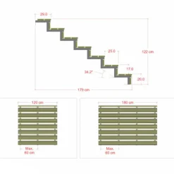 Clearance Plus Danmark Tuintrap staal - 7 treden - inclusief treden 180 cm