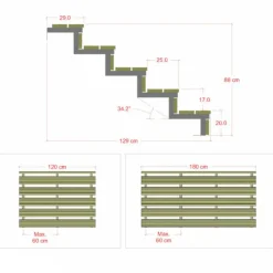 Online Plus Danmark Tuintrap staal - 5 treden - inclusief treden 120 cm