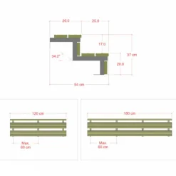 Hot Plus Danmark Tuintrap staal - 2 treden - inclusief treden 180 cm