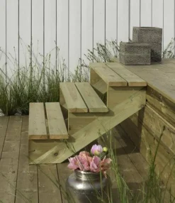 Best Plus Danmark Tuintrap vuren geimpregneerd - Trapbalk 3 treden