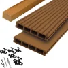 Clearance DuoWood Vlonder totaalpakket composiet 2,5 x 14,6 cm Havana (4 mtr) grove ribbel