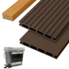 Best C-Wood Vlonder totaalpakket composiet 2,1 x 14 cm donker bruin (5 mtr) vlak/grove ribbel