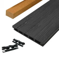 Hot Elephant Vlonder totaalpakket composiet 2,1 x 14 cm antraciet (5 mtr) houtnerf