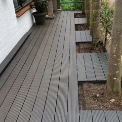 Online C-Wood Vlonder totaalpakket composiet 2,1 x 14 cm antraciet (5 mtr) vlak/grove ribbel