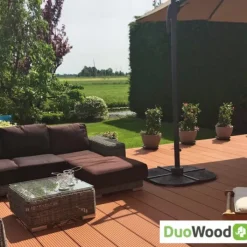 Best DuoWood Vlonder totaalpakket composiet 2,5 x 14,6 cm Havana (3 mtr) grove ribbel