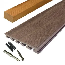 Online Eva-Last Vlonder totaalpakket composiet 2,5 x 21 cm Ipé (4 mtr) vlak/schorsmotief