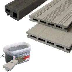 Online Elephant Vlonder totaalpakket composiet 2,1 x 14,5 cm grijs (2,25 mtr) vlak/fijne ribbel