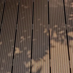 Outlet C-Wood Vlonder totaalpakket composiet 2,1 x 14 cm donker bruin (3 mtr) vlak/grove ribbel