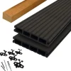 Outlet DuoWood Vlonder totaalpakket composiet 2,5 x 14,6 cm Lava (5 mtr) grove ribbel