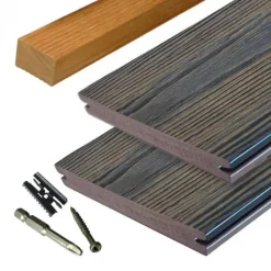 Best Eva-Last Vlonder totaalpakket composiet massief 2,4 x 19 cm driftwood dark (3 mtr) schorsmotief