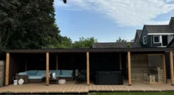 Online C-Wood Vlonder totaalpakket composiet 2,1 x 25 cm - XXL teak bruin (4 mtr) vlak/grove ribbel