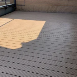 Clearance C-Wood Vlonder totaalpakket composiet 2,1 x 14 cm teak bruin (4 mtr) vlak/grove ribbel