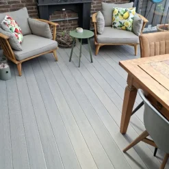 Online Elephant Vlonder totaalpakket composiet semi massief co-extrusie 2,1 x 14 cm Dark Grey (5 mtr) houtnerf