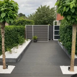 Online C-Wood Vlonder totaalpakket composiet 2,1 x 14 cm antraciet (4 mtr) vlak/grove ribbel