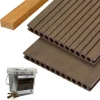 Discount C-Wood Vlonder totaalpakket composiet semi mass. 2,5x25cm XXL bruin (4mtr) grove ribbel/geborsteld