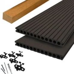 New DuoWood Vlonder totaalpakket composiet semi massief 2,5 x 25 cm - XWB Lava (4 mtr) vlak/grove ribbel