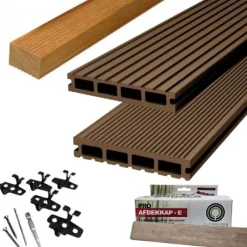 Online DuoWood Vlonder totaalpakket composiet 2,5 x 14,6 cm Douala (2,2 mtr) groeven/ribbel