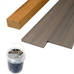 PrimeDeck Vlonder totaalpakket composiet massief 2,3 x 19 cm (3 mtr) Slate Grey vlak/houtnerf