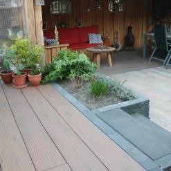 Clearance DuoWood Vlonder totaalpakket composiet 2,5 x 25 cm - XWB Bicolor Douala (3 mtr) vlak/grove ribbel