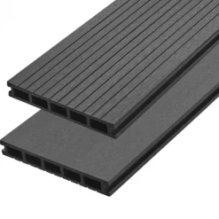 C-Wood Vlonderplank composiet 2,5 x 19 cm antraciet grove ribbel en vlak geschuurd