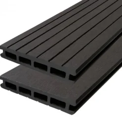 New Elephant Vlonderplank composiet 2,1 x 14,5 cm antraciet grove ribbel en vlak