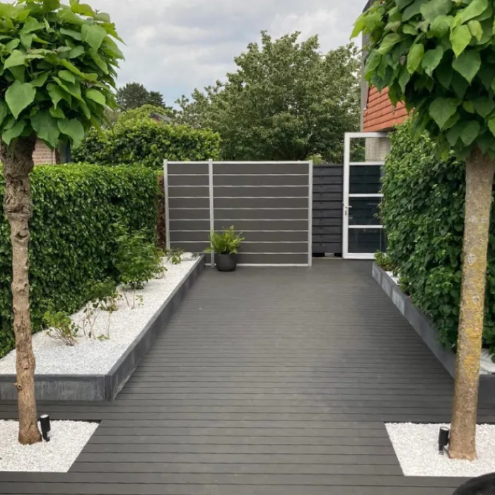 New Elephant Vlonderplank composiet 2,1 x 14,5 cm antraciet grove ribbel en vlak