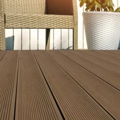 New DuoWood Vlonderplank composiet 2,5 x 16 cm teak ribbel/vlak