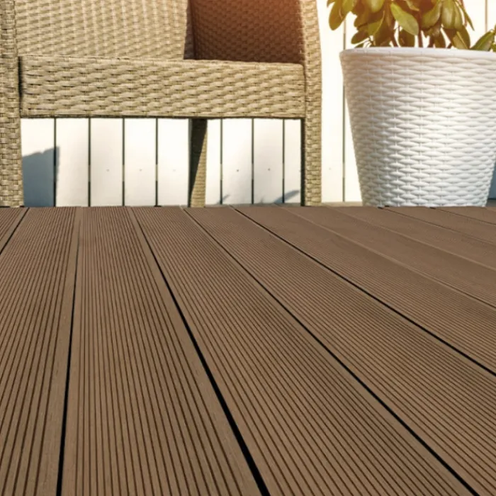 New DuoWood Vlonderplank composiet 2,5 x 16 cm teak ribbel/vlak