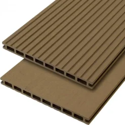 Clearance C-Wood Vlonderplank composiet 2,1 x 25 cm - XXL teak bruin (4 mtr) grove ribbel en vlak