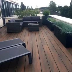 Best Eva-Last Vlonderplank composiet 2,3 x 14 cm Ipe-kleur toplaag vlak/schorsmotief