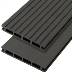 Discount C-Wood Vlonderplank composiet 2,1 x 14 cm grey grove ribbel en vlak