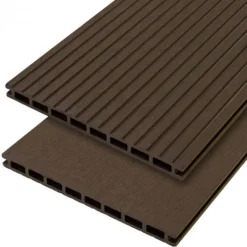 Outlet C-Wood Vlonderplank composiet 2,1 x 25 cm - XXL donker bruin (4 mtr) grove ribbel en vlak