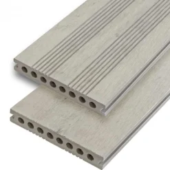 Discount C-Wood Vlonderplank composiet semi massief 2,1 x 14 cm steengrijs gevlamd (4 mtr) fijne ribbel en vlak